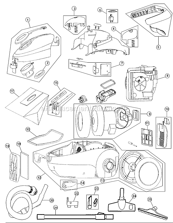 Page A Diagram and Parts List for SD30040PI  Dirt Devil Canister Vacuum
